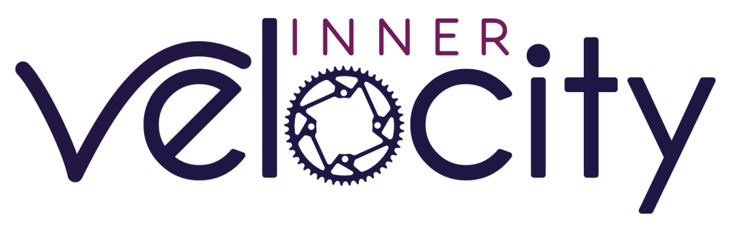 This is the innerVelocity logo which consists of the word inner above the larger word velocity. The letter 'o' in velocity is a mechanical round gear.